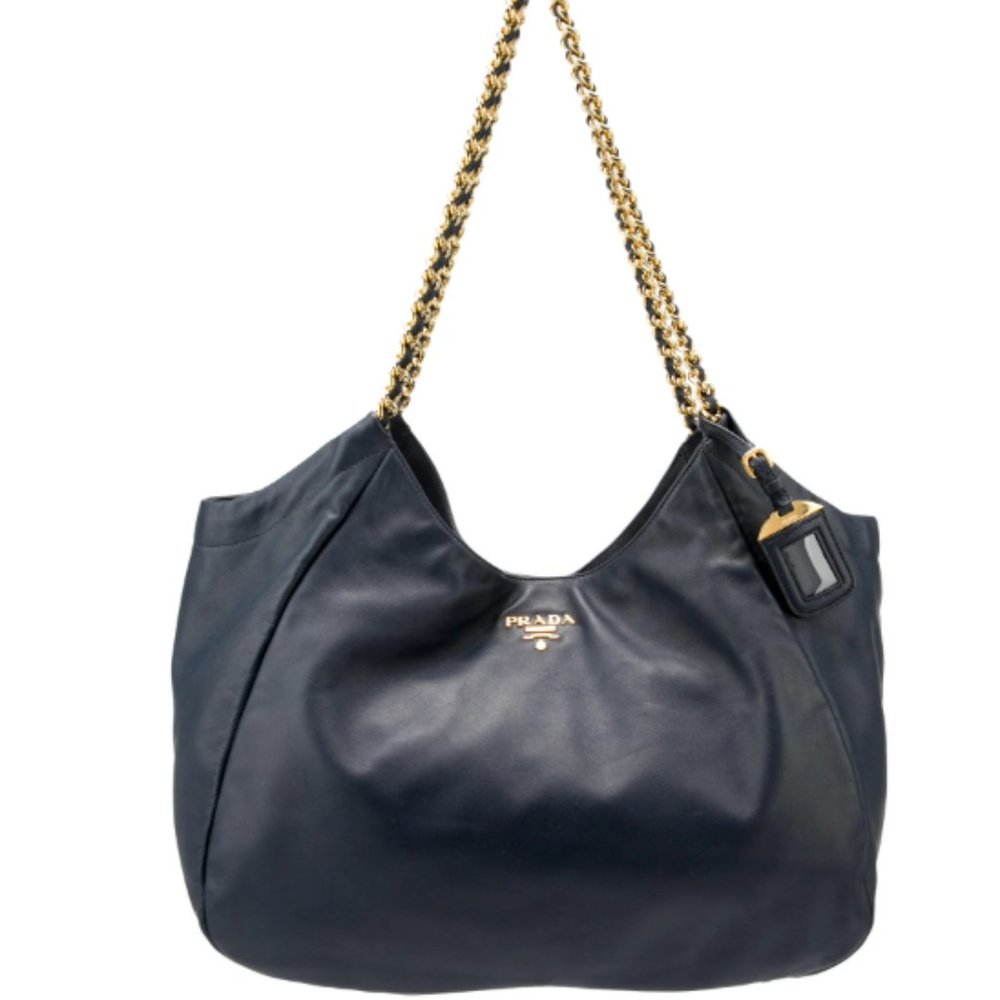 Navy Prada Nappa Leather Bag